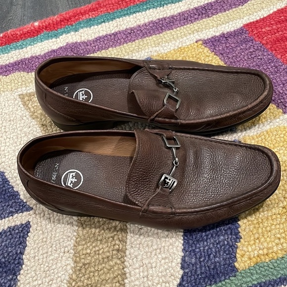 Peter Millar Mens 9.5M Horse Bit Brown Leather Loafers - Picture 1 of 10